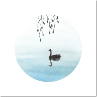 Watercolor swan Posters and Art